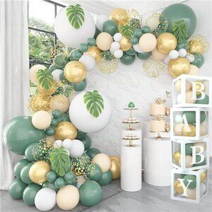 Sage Green Baby Shower Decorations - 4pcs Baby Boxes with Letters for Boy Girl